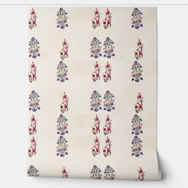 Papier Peint Foral retro look beige rose violet Fond d'écran