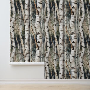 Papier Peint Forêt de troncs de Birch Tree