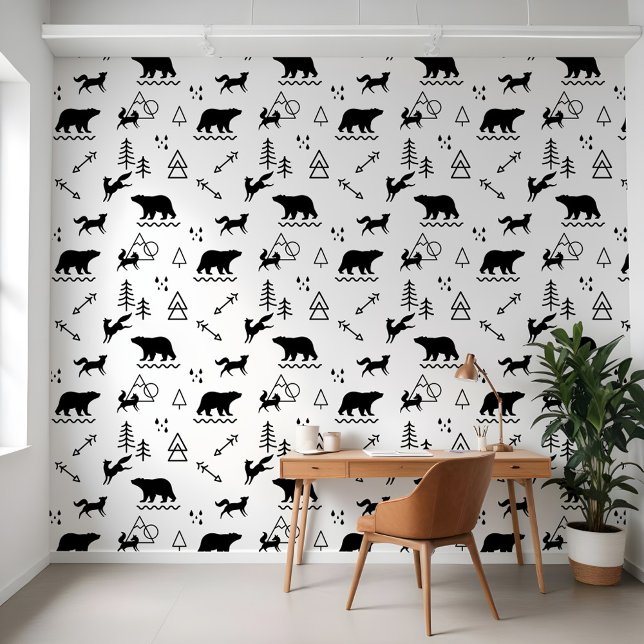 Papier Peint Forêt sauvage de plein air minime Animaux forestie (Minimal Outdoor Wilderness Forest Forest Animals Wallpaper
)