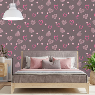 Papier Peint Forme de coeur rose romantique moderne minimaliste