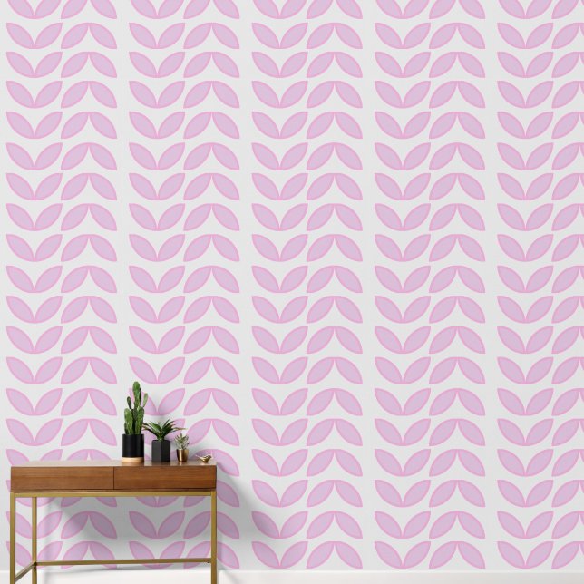 Papier Peint Formes de feuilles roses (Couloir)