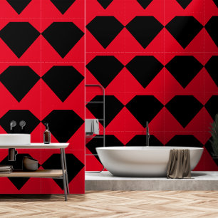 Papier Peint Formes géométriques diamant noir rouge