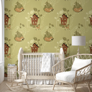 Papier Peint Fox couché vert