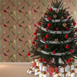 Papier Peint Frappes de Noël et oiseaux Vintages