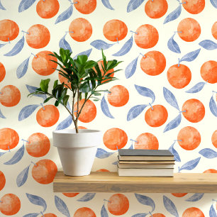 Papier Peint Fruits d'orange citrique Méditerranée aquarelle