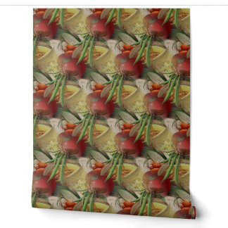 Papier Peint Fruits et légumes vintages Motif de cuisine