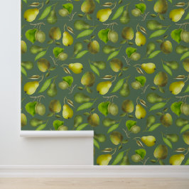 Papier Peint Fruits verts sur Arrière - plan vert foncé