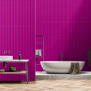 Papier Peint Fuchsia rose chaud et framboise Red Stripes