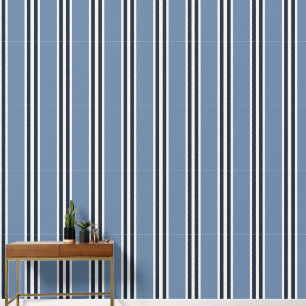 Papier Peint Fumé Bleu & Nuit Double Rayure de Rugby