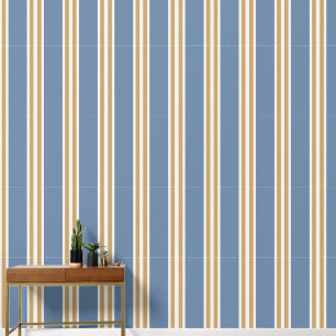 Papier Peint Fumée Bleu & Kaki Double Rayure de Rugby
