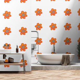 Papier Peint Fun Artsy Orange Floral