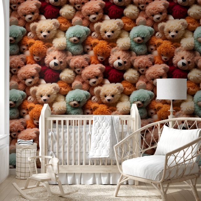 Papier Peint Fun Orange Crème rose Turquoise Teddy Ours (Enfants)