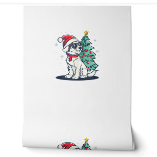Papier Peint Funny Festive Lunettes de soleil Chien avec arbre 