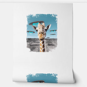 Papier Peint Funny Giraffe Afrique Savannah Selfie avec Alien U