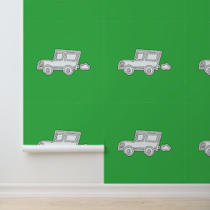 Papier Peint Funny Voiture Enfants Vert