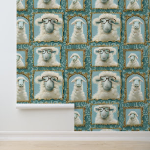 Papier Peint Galerie murale de moutons fantaisistes portant des