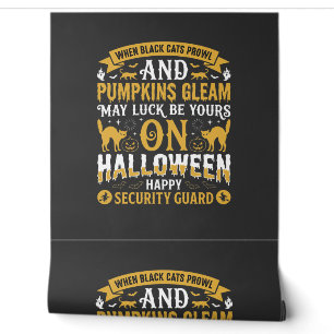 Papier Peint Gardien de sécurité Halloween chats noirs et citro