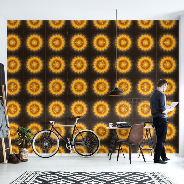 Papier Peint Geometric Sunflower Mandala Art (Salon)
