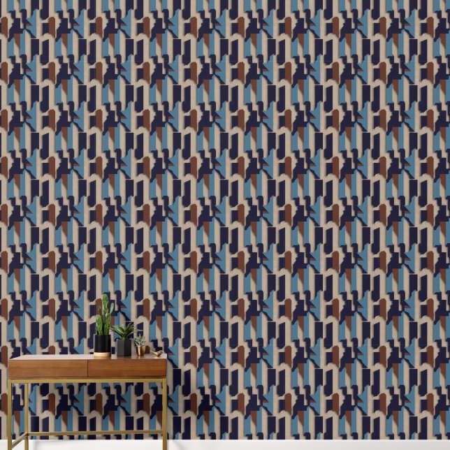 Papier Peint Geometric Tribal (3D) Luxury (Couloir)