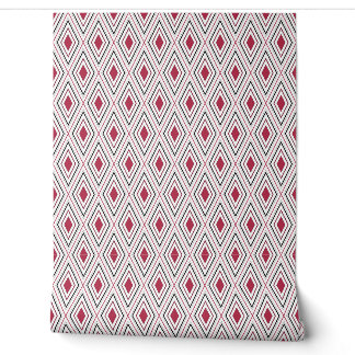 Papier Peint Géométrie de diamant rouge noir et blanc
