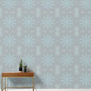 Papier Peint Géométrique Étoile Gris Argent Bleu C