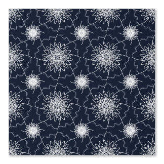 Papier peint géométrique mandala bleu marine et bl