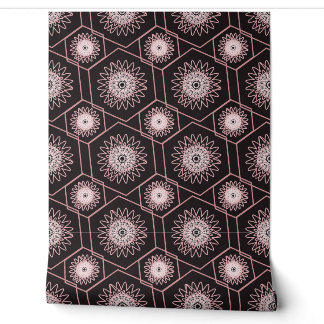 Papier peint géométrique mandala or rose élégant