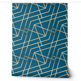 Papier Peint Géométrique Moderne Chic Déco Or & Turquoise