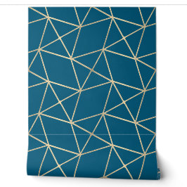 Papier Peint Géométrique Moderne Chic Déco Or & Turquoise