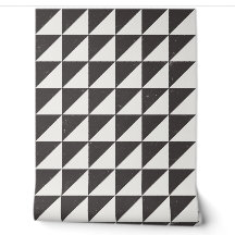 Papier Peint Géométrique Noir et Triangles Blanc C