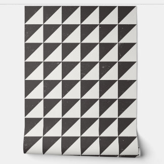 Papier Peint Géométrique Noir et Triangles Blanc C