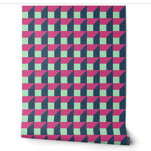 Papier peint géométrique rose moderne en zig-zag –