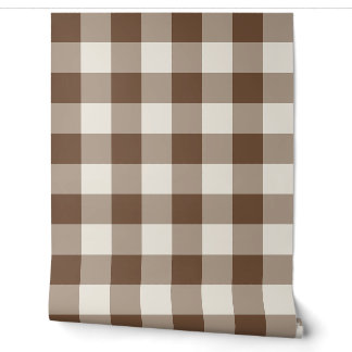 Papier Peint Gingham à carreaux larges marron