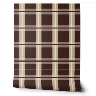 Papier Peint Gingham | Marron et Beige