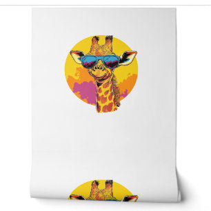 Papier Peint Girafe Avec Lunettes de soleil Retro Sunset Vibe