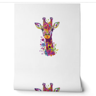Papier Peint Giraffe Graphic Gastronomie mignonne Giraffe femme