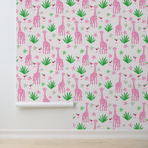 Papier Peint Giraffes de Preppy Cosmopolites Fleurs de la Jungl