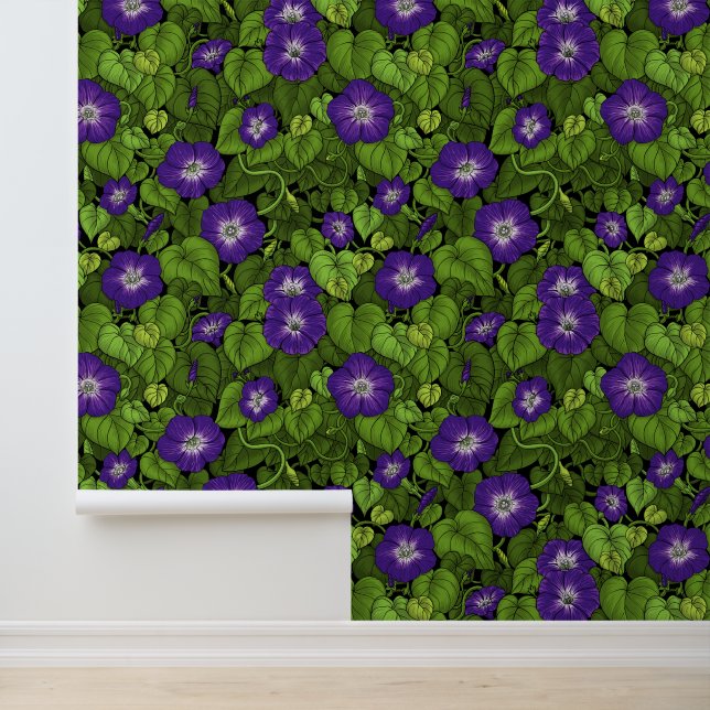 Papier Peint Gloire du matin en violet et vert (Application)