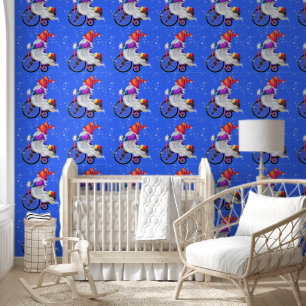 Papier Peint Gnome mignonne avec vélo et cadeau Noël