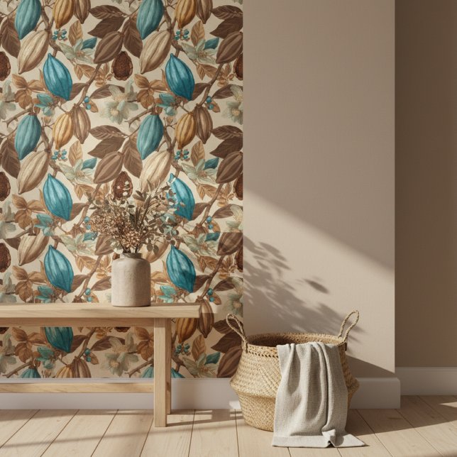 Papier Peint Gold Brown Turquoise Cacao Pattern (Créateur téléchargé)