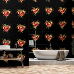 Papier Peint Gold Red Heart Couleur personnalisée Noir
