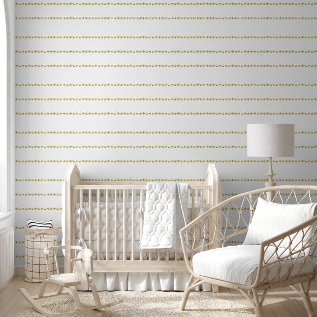 Papier Peint Golden Lily & Crown - luxueuse frontière royale 1a (Enfants)