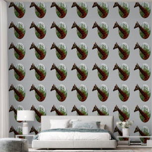 Papier Peint "Grâce tropicale : Giraffe Popout Art avec Hibiscu