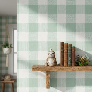 Papier Peint Grand Gingham à carreaux classique vert ID1245