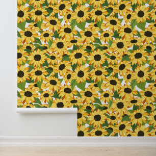 Papier Peint Grand Motif de tournesol jaune