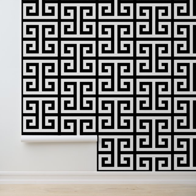 Papier Peint Grande clé grecque noire et blanche (Application)