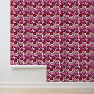 Papier Peint Grandes impressions florales rouges