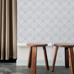 Papier Peint Grandmillennial classique style damassé gris franç