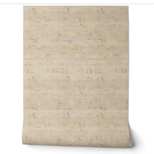 Papier Peint Graphique égyptien Thème Égypte Or et beige