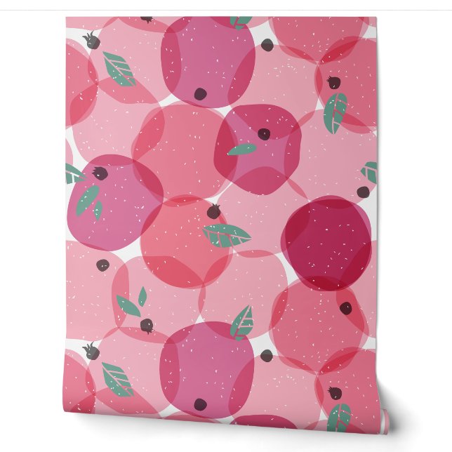 Papier Peint Gras moderne Berry rose Fruit Polka Dot Motif (Déroulement)